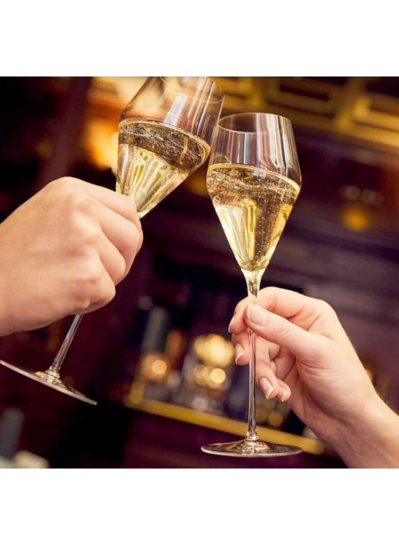 Set of 2 Ultra-Thin and Light Lead-Free Crystal Champagne Flutes, Hand-Blown Glass with Precision-Angled Curve, Perfect for Champagne, Prosecco, Sparkling Wine, Cava and Spumante - Image 5